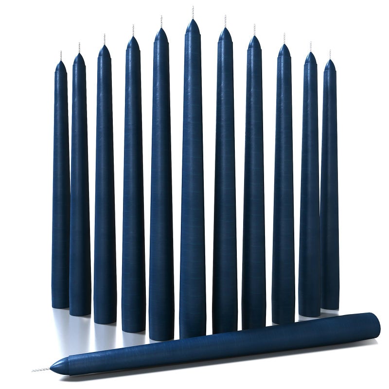 CANDWAX 10 inch Taper Candles Set of 12 - Dripless Taper Candles and Unscented Candlesticks - Perfect as Dinner Candles and Household Candles - Dark Blue Candles - Image 1